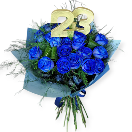 Buchete Trandafiri - Buchet cu 23 de Trandafiri Albaștri Buqueteria