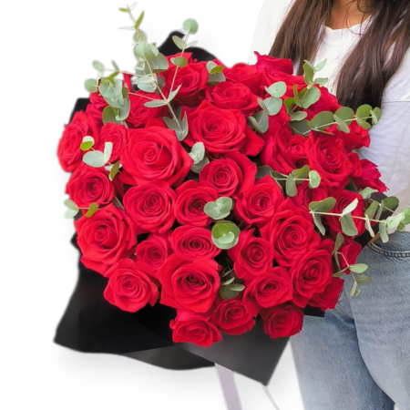 Buchete Trandafiri - Buchet de 33 trandafiri roșii, livrare rapidă – florărie online