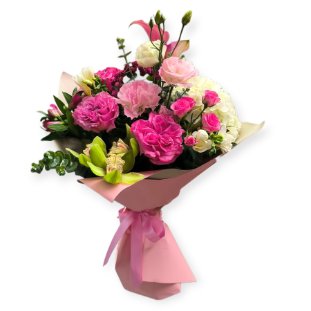 Buchete Trandafiri - Buchet Premium Multiflora – Hortensie și Orhidee Cymbidium Buqueteria