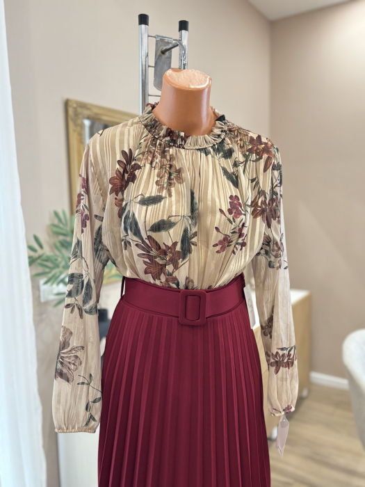 Bluză elegantă - bej floral [1]