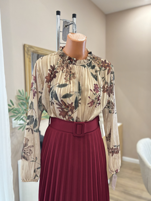 Bluză elegantă - bej floral [5]