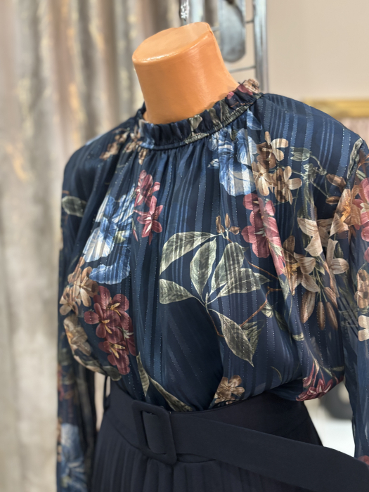 Bluză elegantă - albastru floral [4]