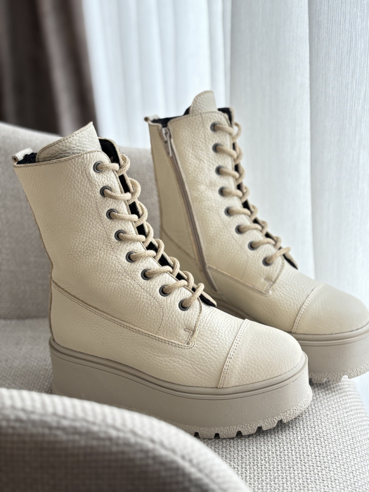 Bocanc cu talpă înaltă  din piele naturală – Made in Romania [5]