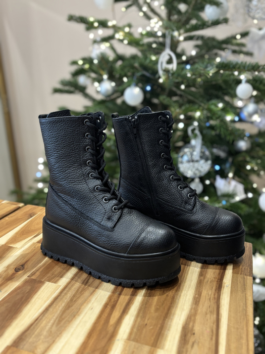 Bocanc cu talpă înaltă  din piele naturală – Made in Romania [5]