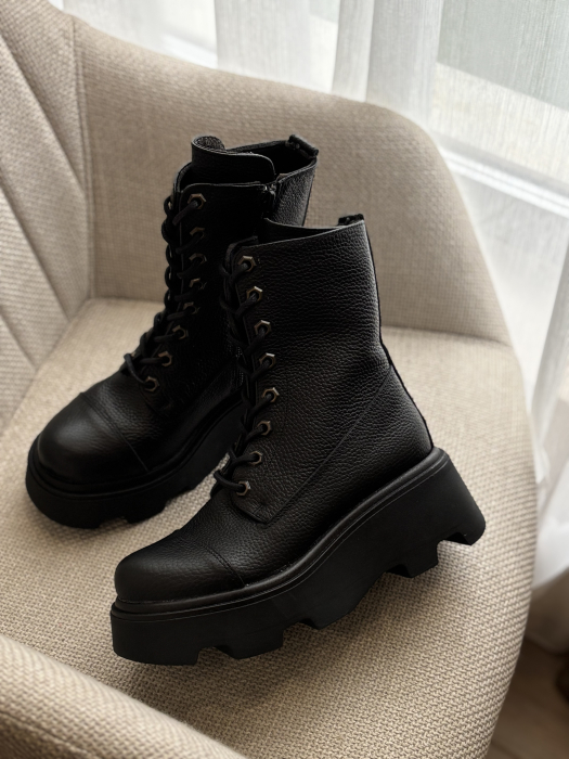 Bocanci cu talpă înaltă din piele naturală – Made in Romania [4]