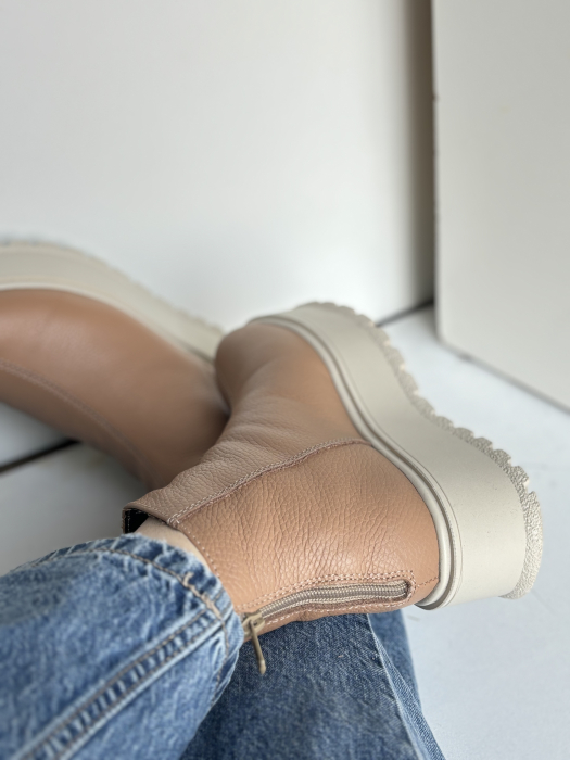 Botine cu talpă înaltă din piele naturală – fabricat în România [3]