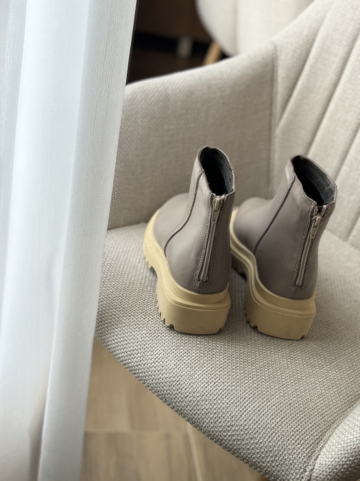 Botine grej  din piele naturală – Made in Romania [4]