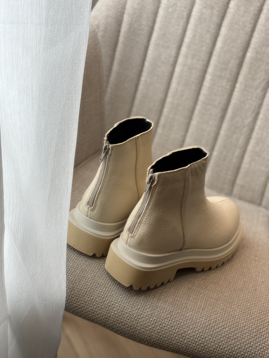 Botine din piele naturală bej deschis [4]