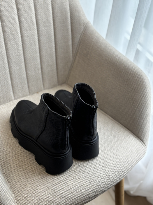 Botine talpă înaltă din piele naturală – Made in Romania - [4]