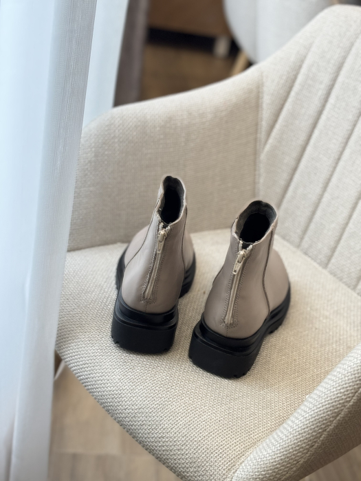 Botine grej  din piele naturală – Made in Romania [2]