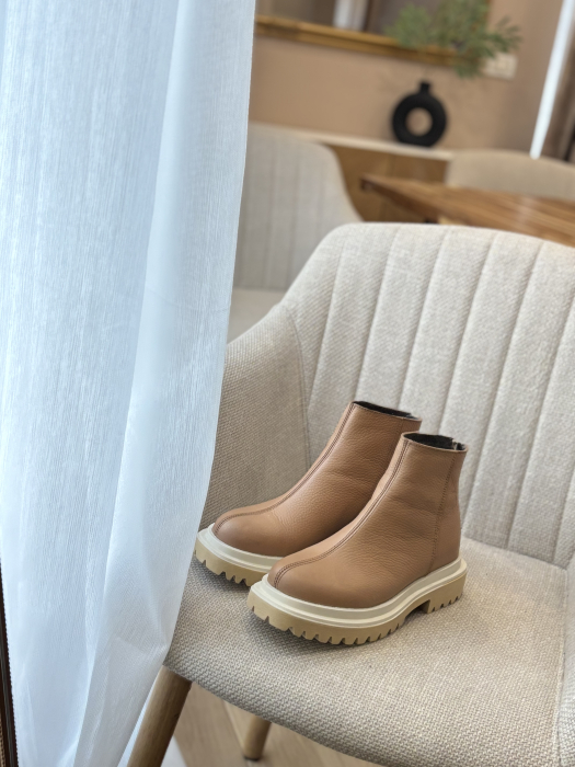 Botine bej  din piele naturală – Made in Romania - Copie [3]