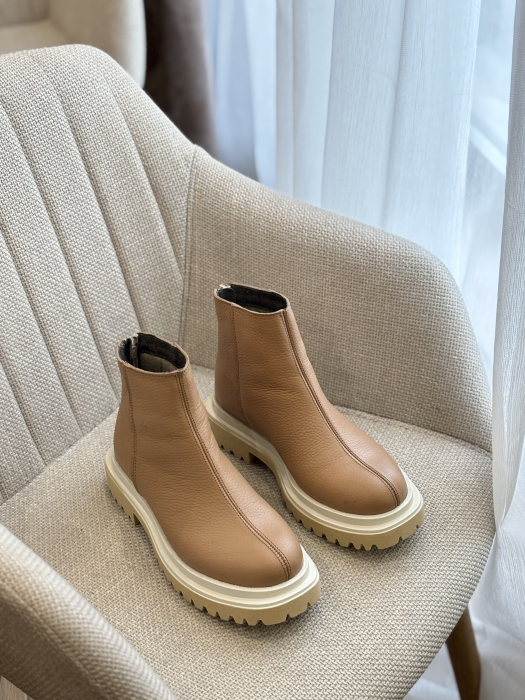 Botine bej  din piele naturală – Made in Romania - Copie [6]