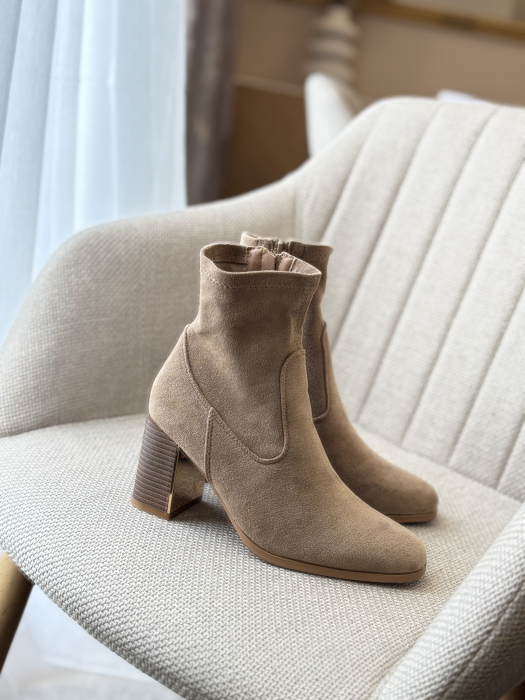 Botine bej cu toc gros [1]