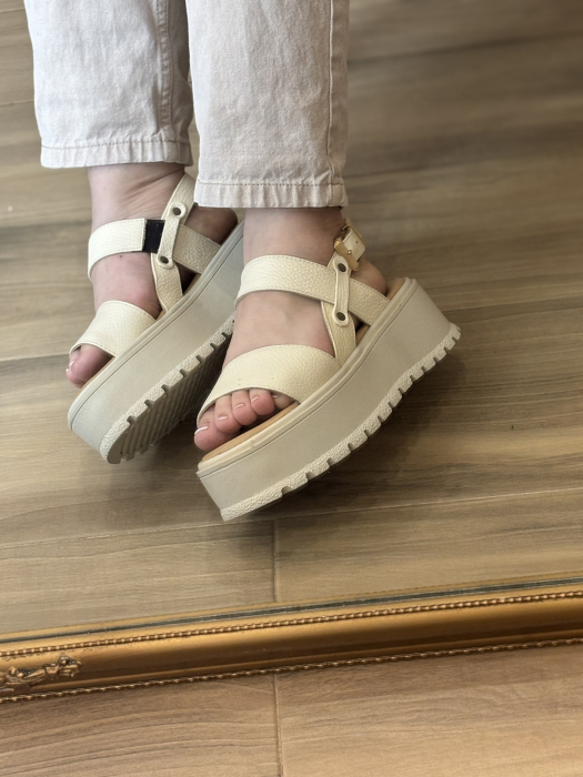 Sandale piele naturală - bej [4]