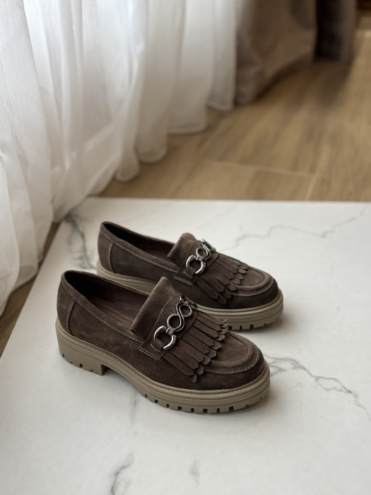 Loafers piele naturală întoarsă -maro [4]
