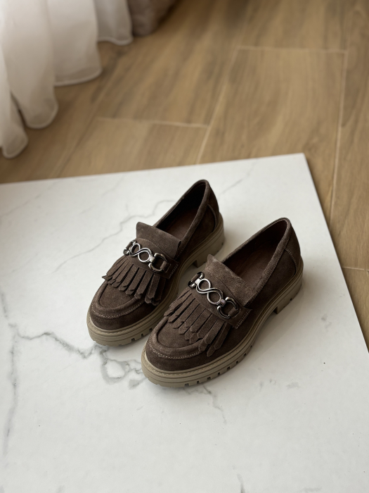 Loafers piele naturală întoarsă -maro [5]