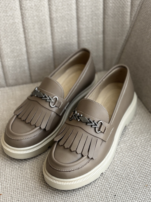 Loafers piele naturală -bej [3]