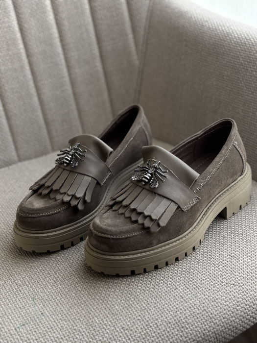 Loafers piele naturală întoarsă -maro accesoriu [2]