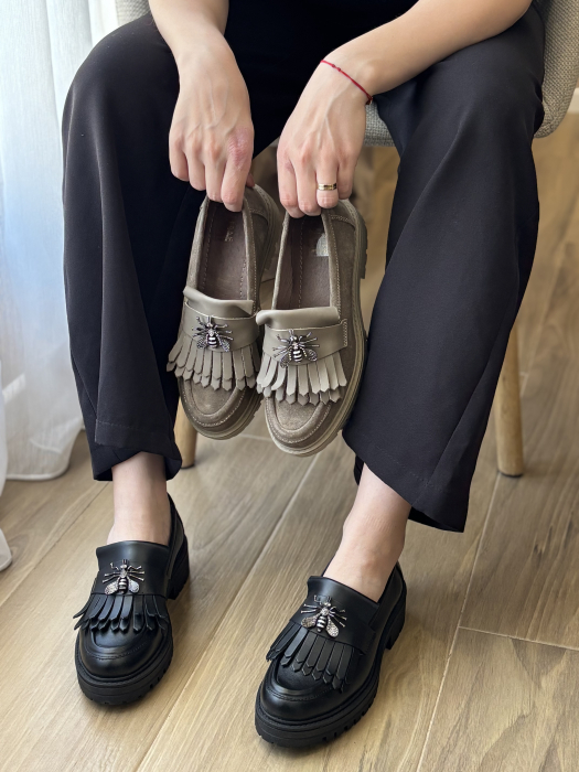 Loafers piele naturală - negru [3]