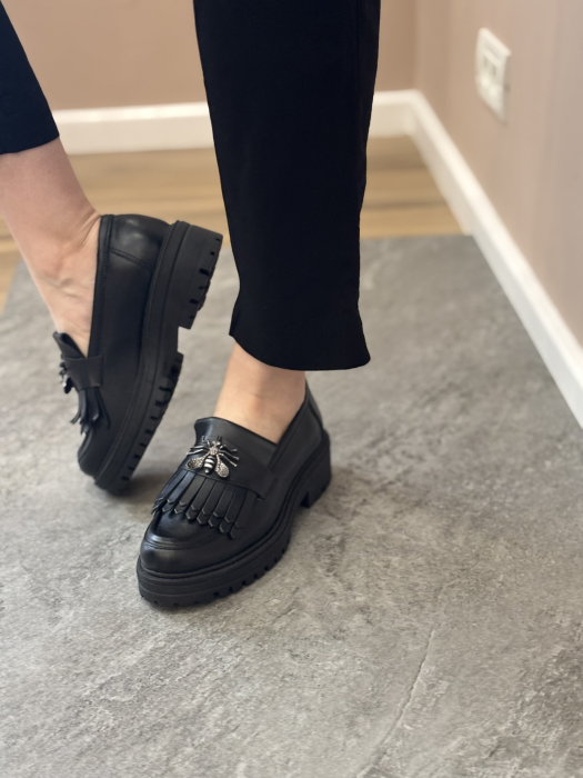 Loafers piele naturală - negru [2]