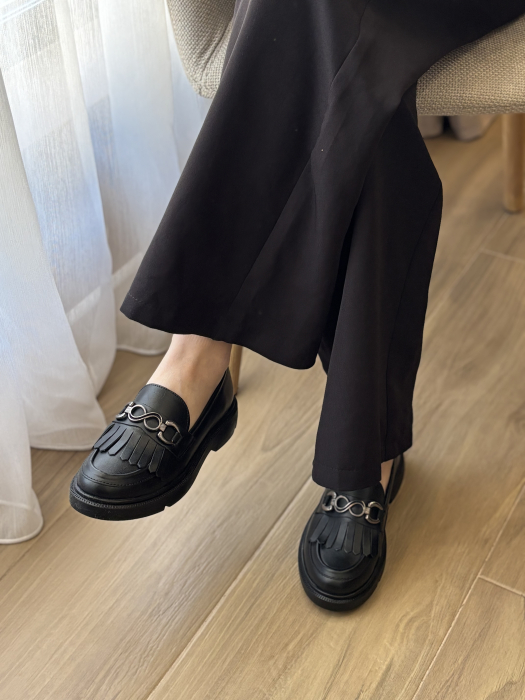 Loafers piele naturală accesoriu- negru [3]