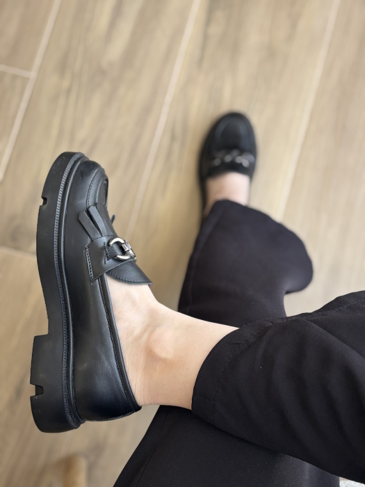 Loafers piele naturală accesoriu- negru [6]