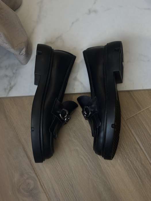 Loafers piele naturală accesoriu- negru [2]