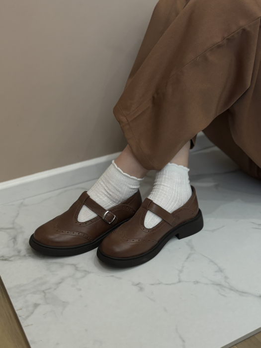 PREMIUM Pantofi piele Mary Jane - brown [8]