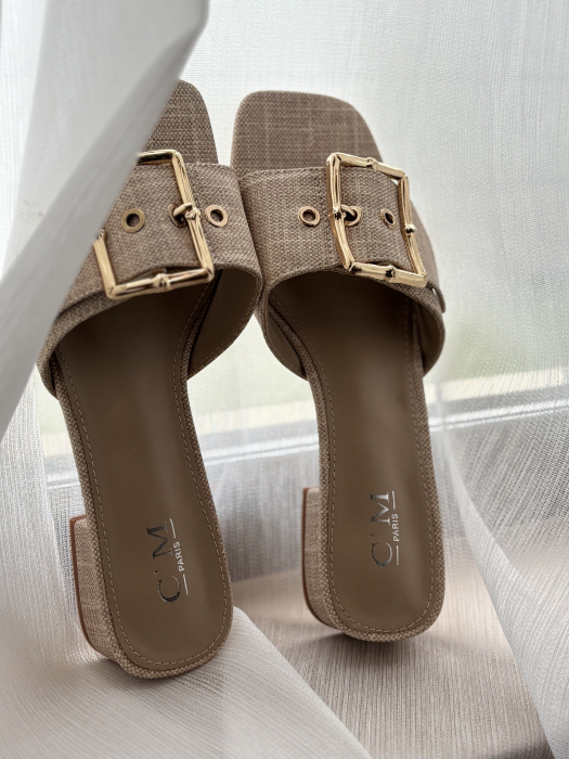 Papuci bej - cataramă reglabilă [5]