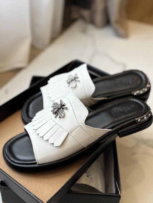 Papuci eleganți piele naturală - clean white [5]