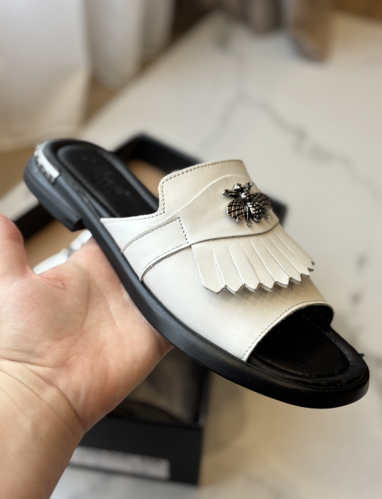 Papuci eleganți piele naturală - clean white [4]