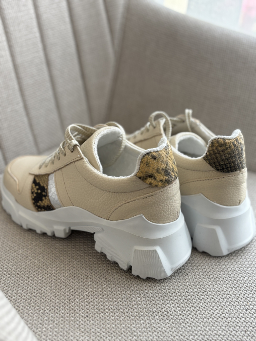 Sneakers din piele - crem [2]