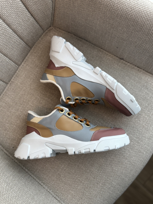 Sneakers din piele - bleu [3]