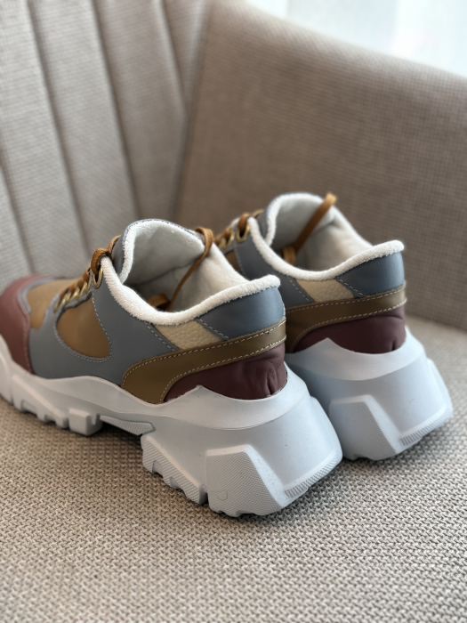 Sneakers din piele - bleu [2]