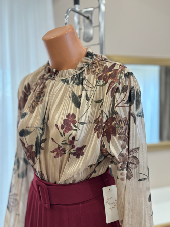Bluză elegantă - bej floral [1]