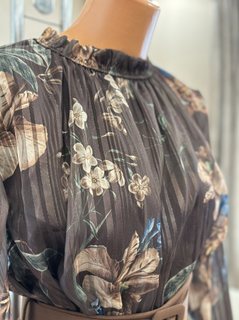 Bluză elegantă - maro floral [4]