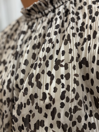 Bluză elegantă cu inserții aurii - bej [3]