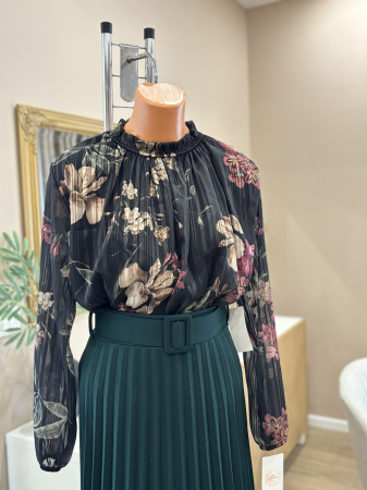 Bluză elegantă - negru floral [1]