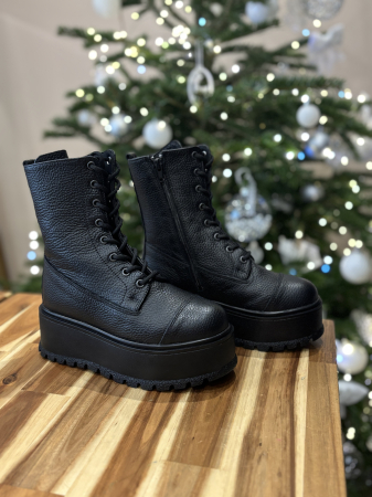 Bocanc cu talpă înaltă  din piele naturală – Made in Romania [3]