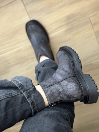 Încălțăminte - Botine din piele naturală croco