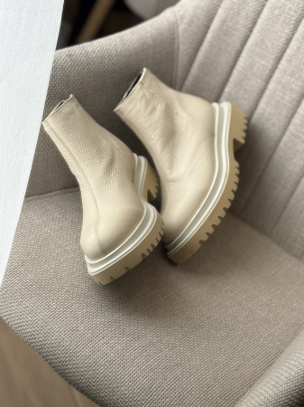 Încălțăminte - Botine din piele naturală bej deschis