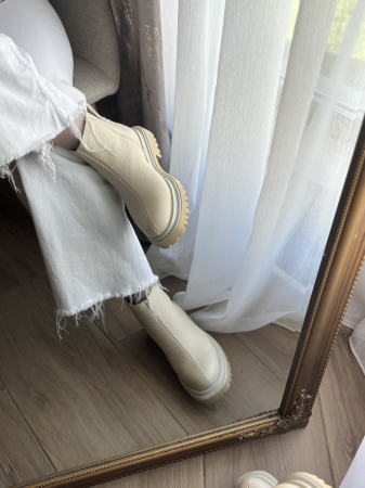 Botine din piele naturală bej deschis [8]