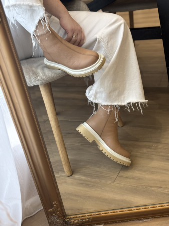 Botine bej  din piele naturală – Made in Romania - Copie [7]