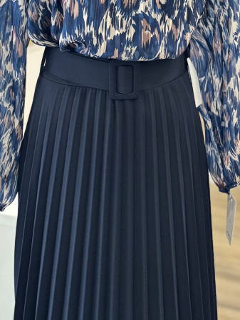 Bluze - Fustă bleu marin plisată cu curea