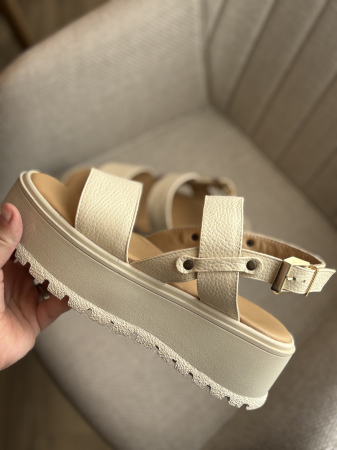 Sandale piele naturală - bej [2]