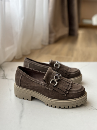 Încălțăminte - Loafers piele naturală întoarsă -maro