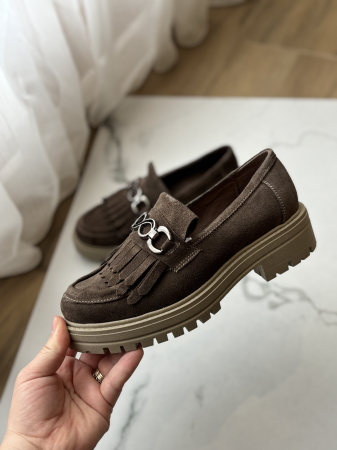 Loafers piele naturală întoarsă -maro [2]