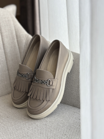 Încălțăminte - Loafers piele naturală -bej