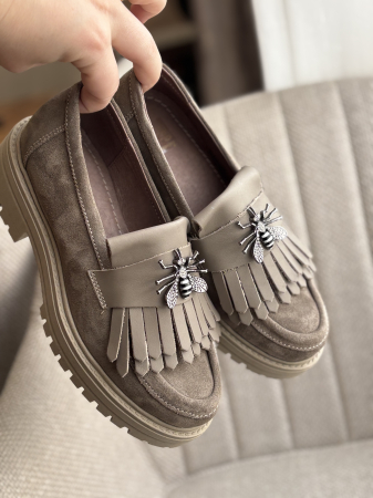 Încălțăminte - Loafers piele naturală întoarsă -maro accesoriu