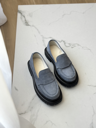 Încălțăminte - Loafers piele naturală întoarsă - bleu